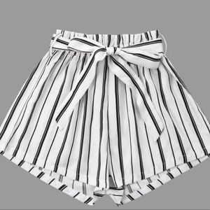 White and black striped shorts